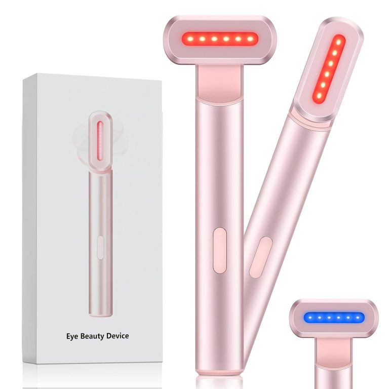4-in-1 Light-Therapy-Wand,Red Light Therapy for Face and Neck – Microcurrent Facial Device for Anti-Aging – Face & Eye Massager Skincare (2 Colors led Light)