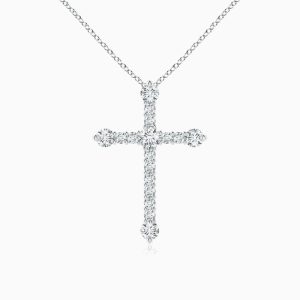 925 Silver Cross Pedant Moissanite Necklace