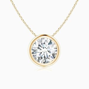 Bezel Set Round Solitaire Moissanite Necklace