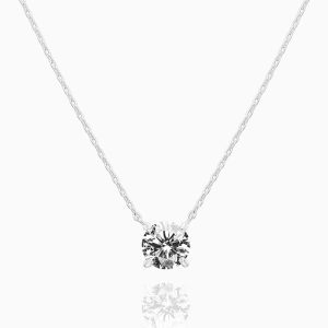 Round Exquisite 4-Prong Moissanite Solitaire Necklace